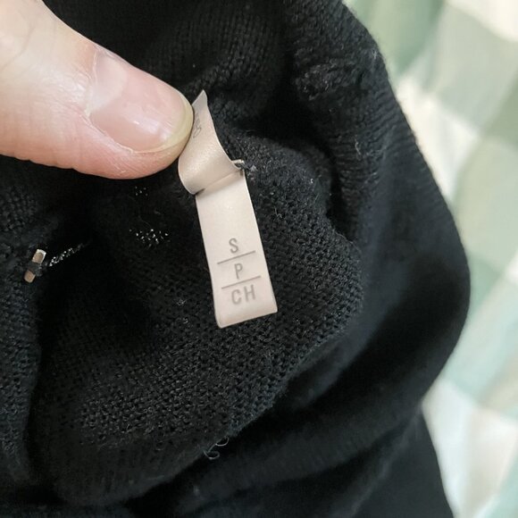 Elie Tahari Turtleneck Sweater Womens S Merino Wool Black Glitter Holiday - Picture 5 of 9